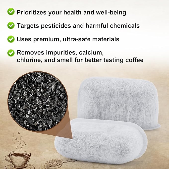 16 Pcs Espresso Machine Filters Replacement for Cuisinart, Activated Charcoal Coffee Water Filter Replacement Compatible with All Cuisinart Coffee Makers