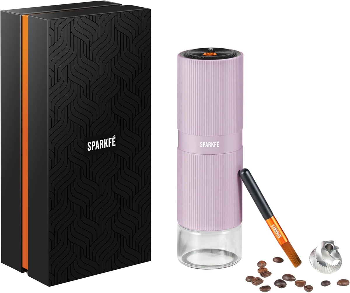 Portable Electric Coffee Grinder, Rechargeable Handheld Grinder with Stainless Steel Conical Burr, Adjustable Grind Settings, for Espresso, Moka, Pour Over, French Press, Cold Brew, Lilac