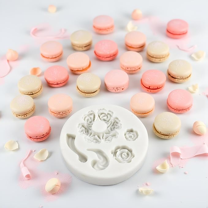White Dessert Mold Food Grade Mini Rose Flower Teapot Mold Fondant Gum Paste Pastry Baking Molds