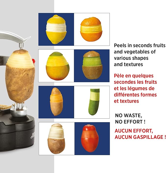 Starfrit Rotato Express Electric Peeler - 2 Spare Blades - Safe & Easy to Use - Effortlessly Peels Vegetables and Fruit