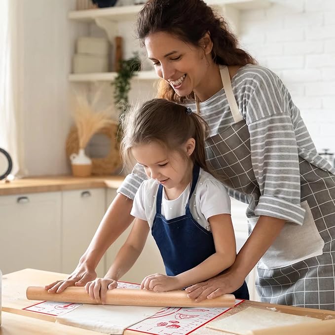 Extra Large Silicone Pastry Mat, Baking Mat with Measurement, Kitchen Counter Mat for Fondant, Rolling Dough, Pie Crust, Pizza and Cookies - Oven Liner Mat/Kneading Matts, 24" x 32", Red