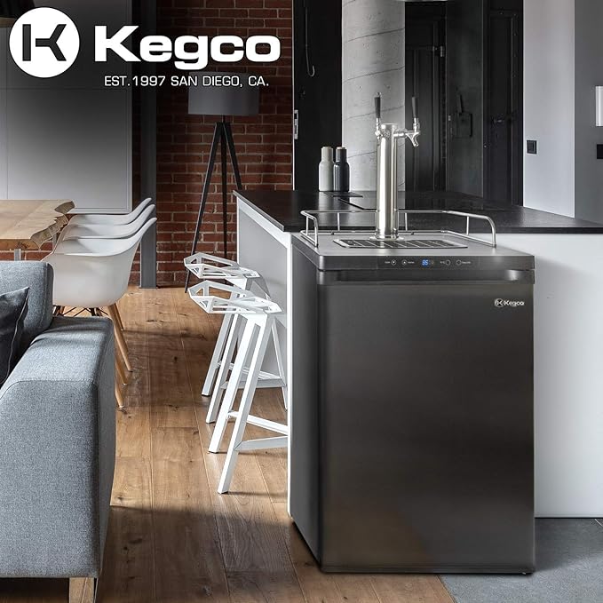 Kegco HBK309X-2 Keg Dispenser, 2 faucet without keg Black Stainless Steel