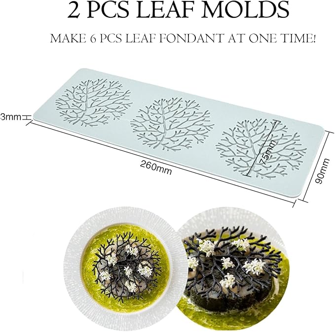 Tuile Molds Silicone (2 PCS) Lace Fondant Molds Set with Hollow 3D Beehive Candy Molds for Baking, Resin, Polymer Clay, Sugar Craft Dessert Cupcake Cake Decorating - Tree Branch