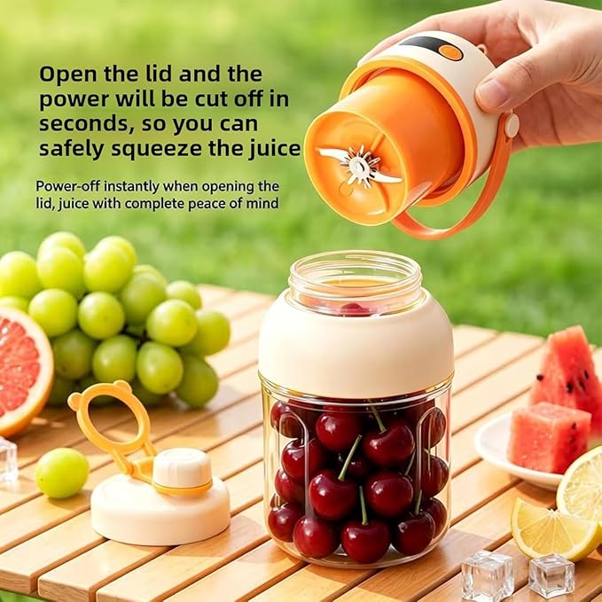Portable Electric Juicer Cup with Zero Cord Hassle, 33 Oz Cordless Personal Juicer Cup, Digital Display Portable Juicers Blender with Stainless Steel Blades, USB-C (orange-1000ml)