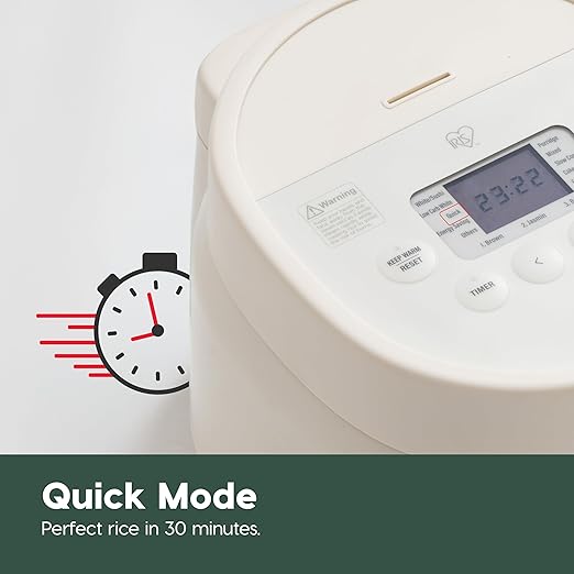 IRIS USA Micom Japanese Rice Cooker, 5-Cup Uncooked/10-Cup Cooked, Fuzzy Logic Kitchen Appliance with Recipe Presets, Slow Cooker, Steamer, Hot Pot & Warming Function, Compact & Portable for Healthy Meal Prep