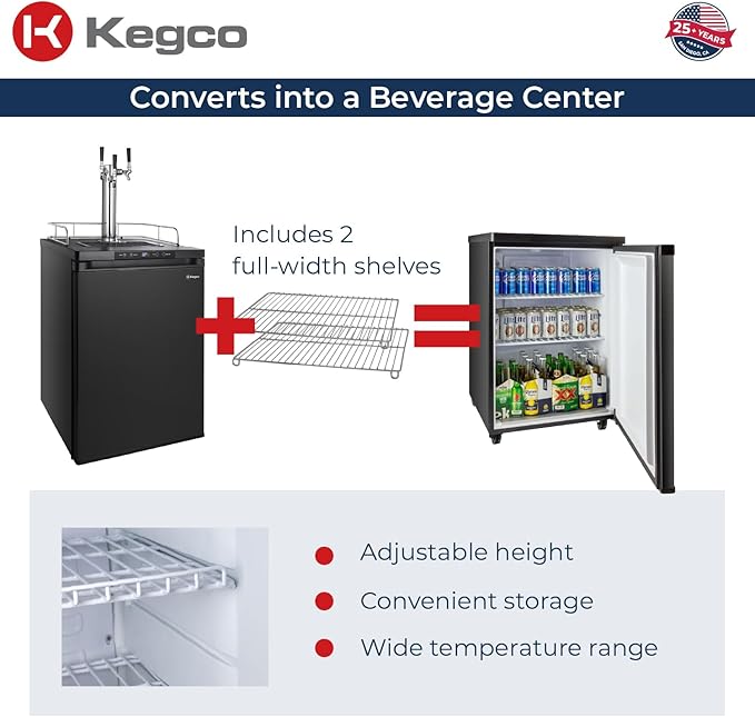 Kegco Kegerator 24" Wide Triple Tap Black Digital Beer Dispenser K309B-3