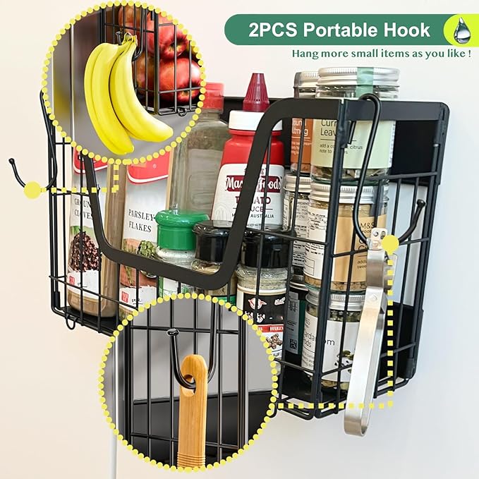 Magnetic Spice Rack, Magnetic Shelf for Fridge, Pantry Organizers & Storage, Kitchen Organization, Fridge Organizer, Kitchen Organizers and Storage, Magnetic Paper Towel Holder, (Black)