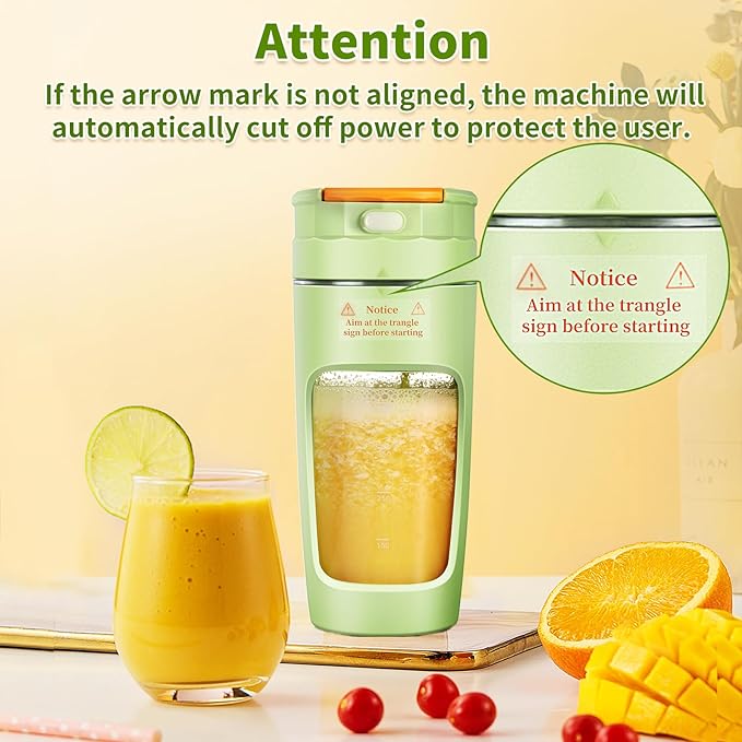 Slim Portable Blender Cup, 20oz (600ml) Personal Travel Juicer with Leakproof Lid, USB-C Rechargeable Licuadora Portatil for Smoothies and Shakes, Auto-Cleaning(dark blue)