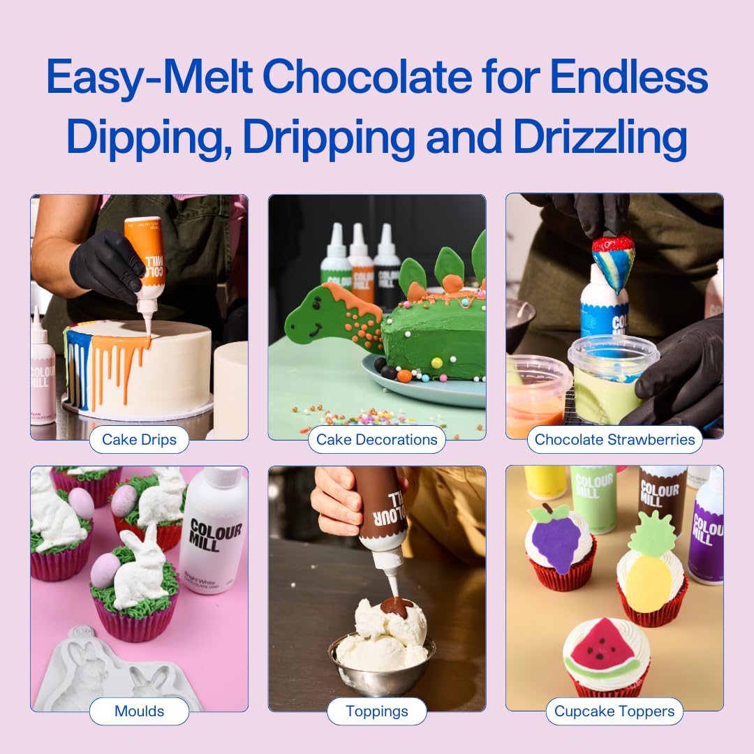 Colour Mill Chocolate Drip Easy-Melt Drizzle for Desserts, 125 Grams Mint