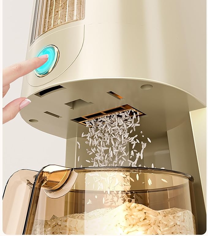Peaoop 22LB Rice Dispenser, Large Grain Container Storage with Lid Measuring Cylinder Household Cereal Dispenser Bucket for Kitchen Soybean Corn (22LB-Green)