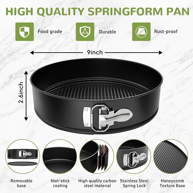 ZeroPone 9 Inch Springform Pan with Removable Bottom, Non-stick Round Spring Form Cake Mold Cheesecake Pan For Baking