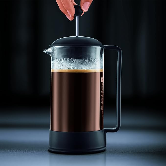Bodum 12oz Brazil French Press Coffee Maker, High-Heat Borosilicate Glass, Black - Made in Portugal