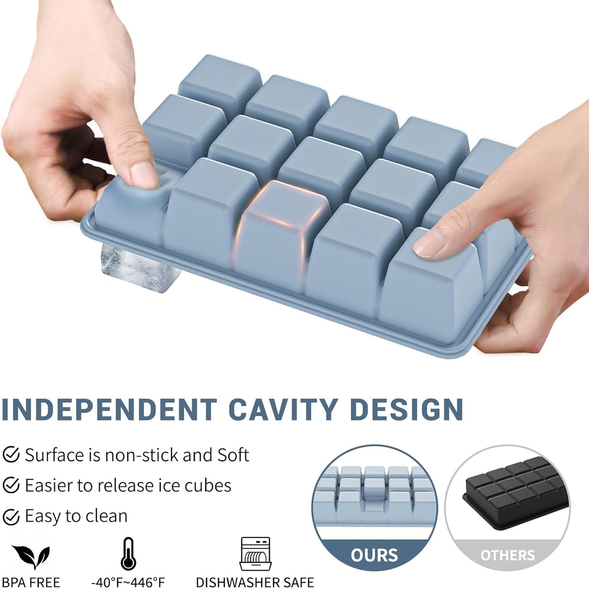 Silicone Ice Cube Tray 3 Pack - EASY RELEASE ice cube tray with lid, BPA Free Ice Cubes Trays for Freezer,ice cube mold for Cocktail,Whiskey