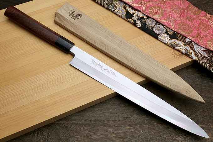 Yoshihiro Shiroko High Carbon Steel Kasumi Yanagi Rosewood Handle Sushi Sashimi Chef Knife (10.5" (270mm))