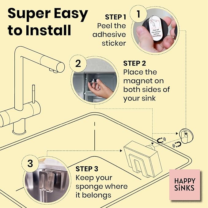 Magnetic Sponge Holder - Kitchen Sink Organizer - Ideal for Kitchen Organization & Accessories - Sink Sponge Holder (Biocomposite)