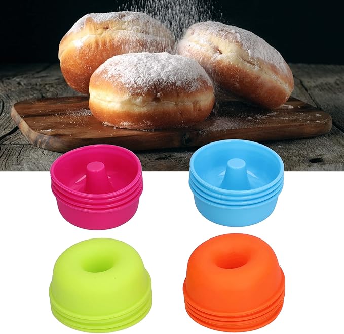 16PCS Mini Donut Mold, Silicone Donut Pans Reusable Baking Cups Cupcake Mold Bright Colors for Pastries Puddings