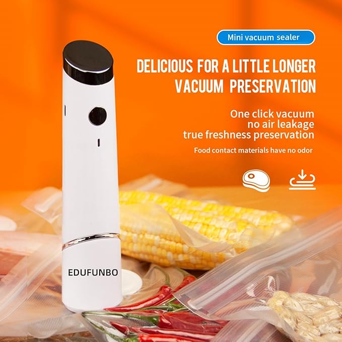 Vacuum Sealer for Food, Handheld Vacuum Sealer Easy Mode (Vacuum Sealers+ 50 Reusable Vacuum Seal Bags)
