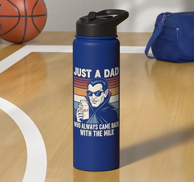 Vampire Dad Who Always Came Back With The Milk Retro Sunset Stainless Steel Insulated Water Bottle