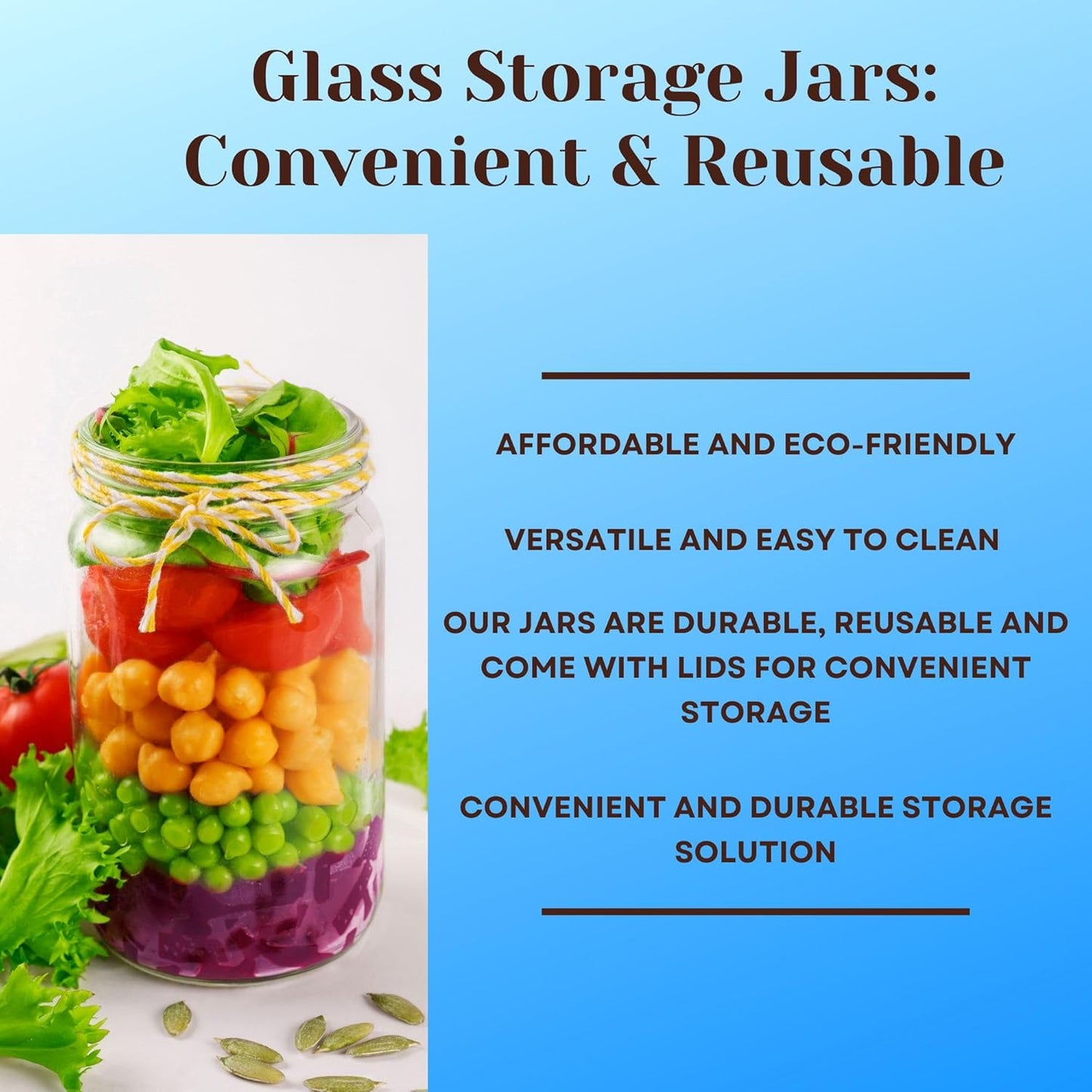 JARMING COLLECTIONS Mason Jars 32 Oz Extra Wide Mouth Glass Jars with Lids - Storage Glass Jars 32 oz with Lids - Quart Container with Lids - Made in the USA (Set of 2)