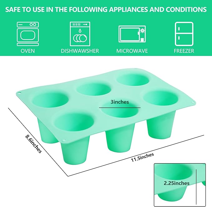 Zorazio 2 Pack Popover Pan 6-Cup, Nonstick Silicone Popover Pan for Baking, Large Deep Cupcake Pan,Easy to Clean,BPA Free