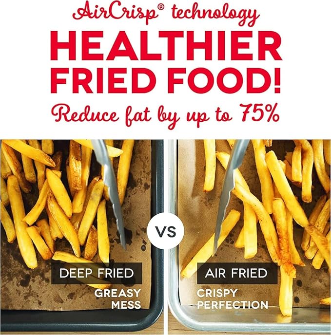 Dash Tasti-Crisp™ Air Fryer - AirCrisp® Technology - Compact Design with Adjustable Temperature Control - Nonstick Fry Basket & Auto Shut-Off Feature - 2.6 Quarts - Aqua