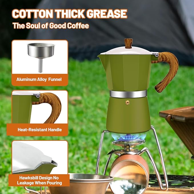 3 Cup Aluminum Espresso Stovetop Moka Pot Express Coffee Maker Percolator Italian Classic Mocha Coffee Machine for Italian and Cuban Cafe Brewing for Home & Camping 150ml 5oz