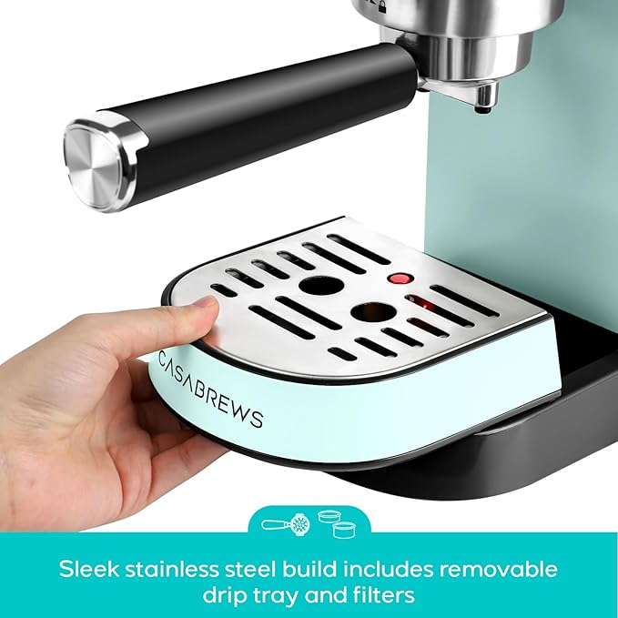 CASABREWS CM5418 Espresso Machine 20 Bar, Compact Espresso Maker with Steam Milk Frother, Stainless Steel Coffee Machine with 34oz Removable Water Tank for Cappuccino Latte, Pastel Green