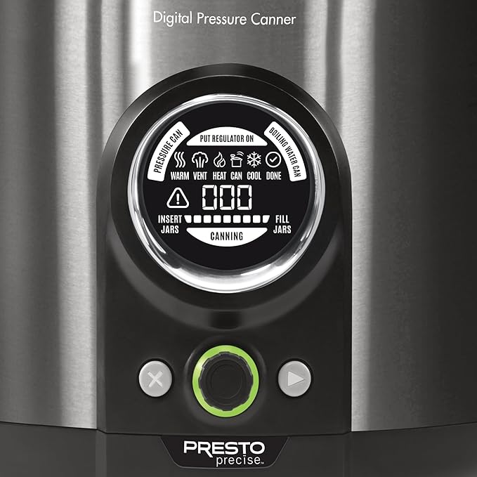 Presto 02144 12-Quart Digital Pressure Canner - Digital Display, Waterbath Capable, 10-Built-In Safety Features, Recipe Book, Black Stainless Steel