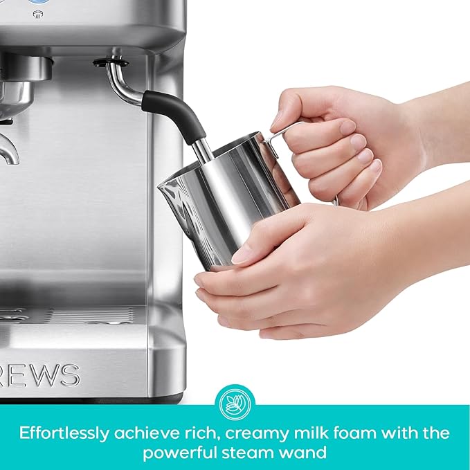 CASABREWS Ultra Espresso Machine with LCD Display, Espresso Maker with Powerful Milk Frother, Customizable Brewing Temperature, Provides Barista-Level Lattes and Cappuccinos, Gift for Men & Women