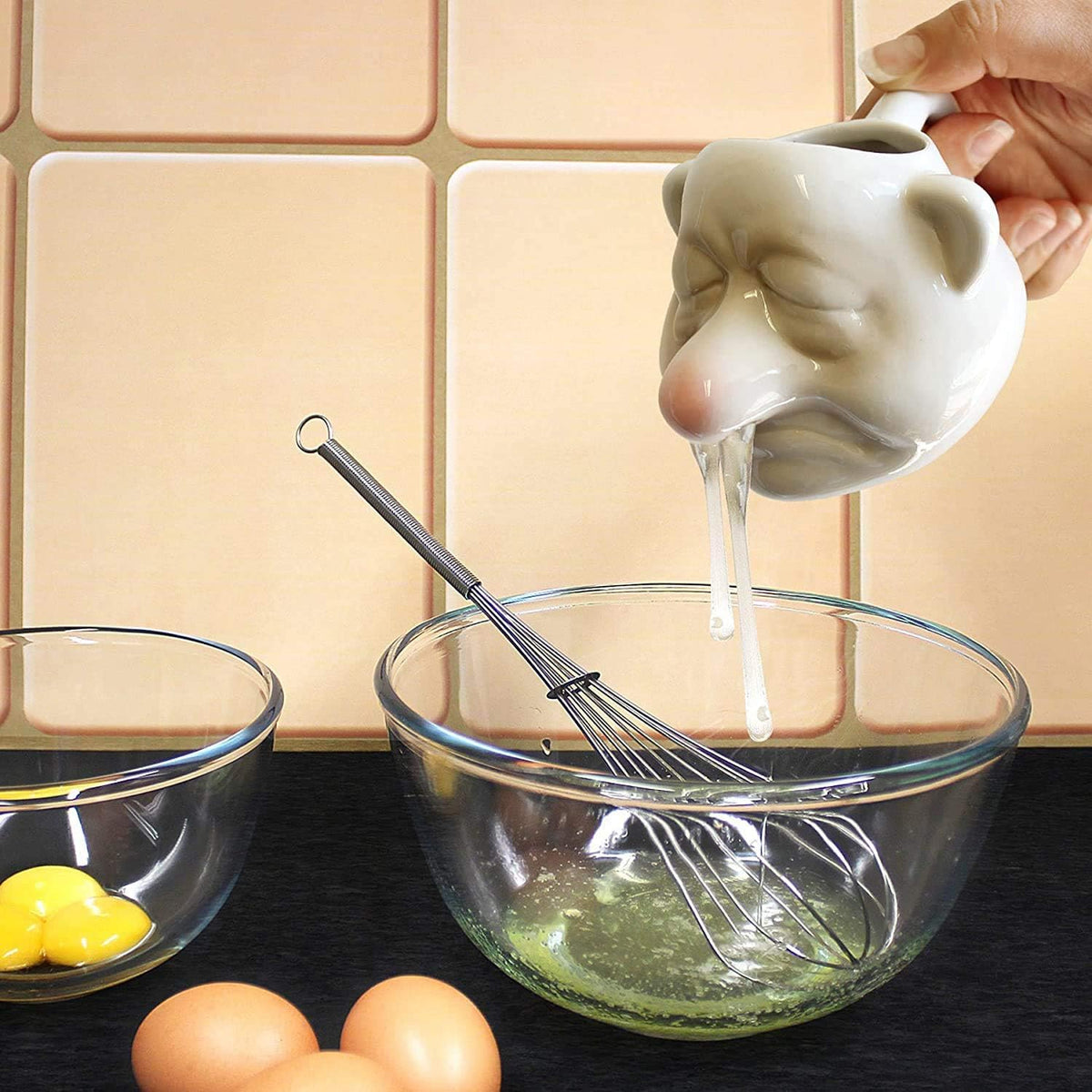 Egg Yolk Separator, Egg separator For Raw Eggs, Red Nose Ceramic Funny Egg Yolk White Separator, for Household Bakery Baking Liquid Separation Kitchen Separator Divider Egg Tools