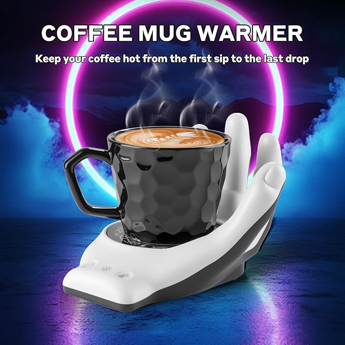 Devil's Hand Heating Mug Warmer Set - 3 Temp Settings & 8H Timer, Coffee Cup Warmer Plate for Desk Auto Shut Off, Ideal Beverage Warmer Gift for Coffee, Tea, Milk (Special)