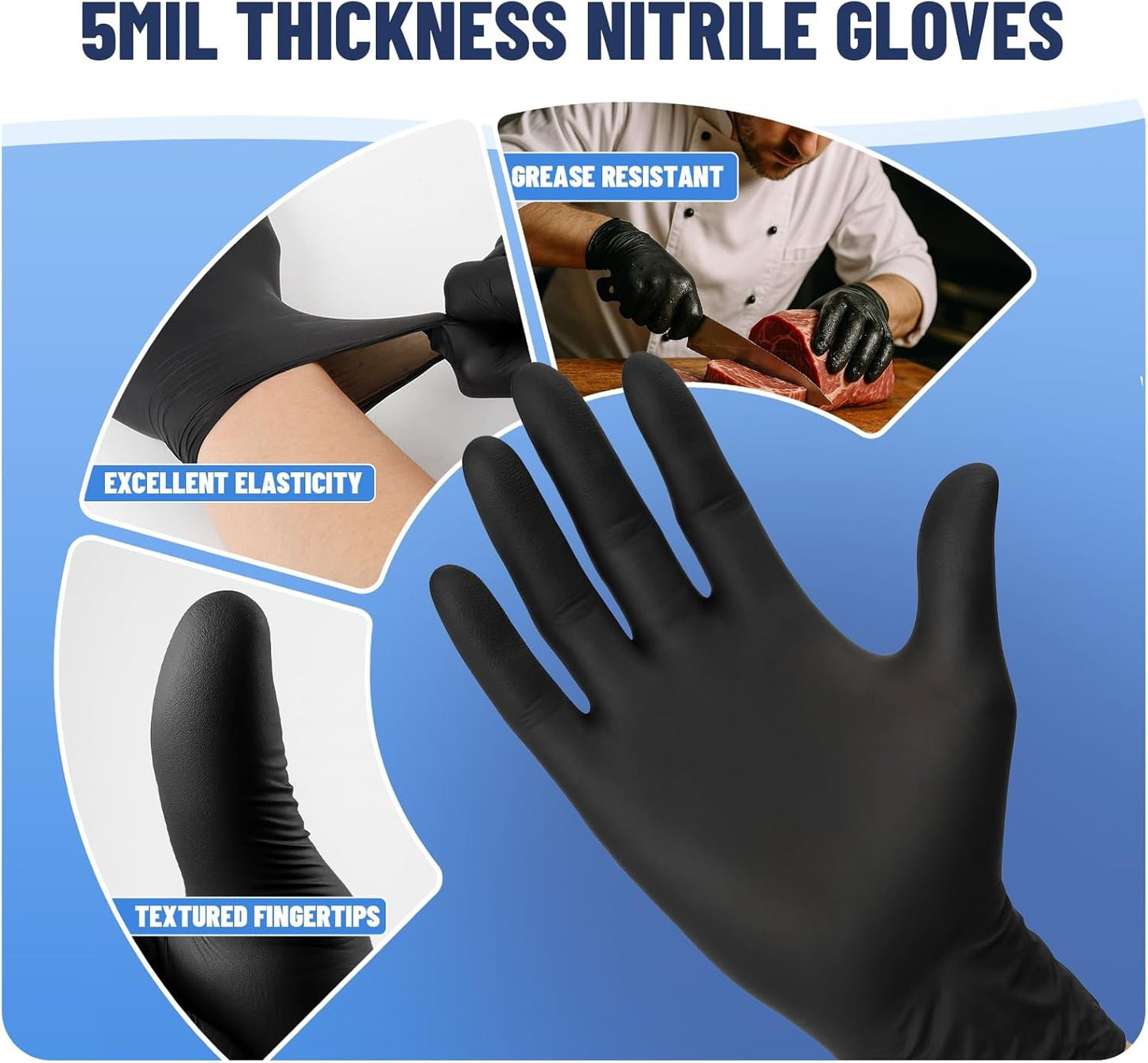 Nitrile Disposable Gloves 5mil, Latex Free, Powder Free, 40 Pairs Individually Wrapped (80 Gloves), Strong Protective Gloves for Food Prep, Cleaning, Industrial, Salon, Household, Travel, Medium