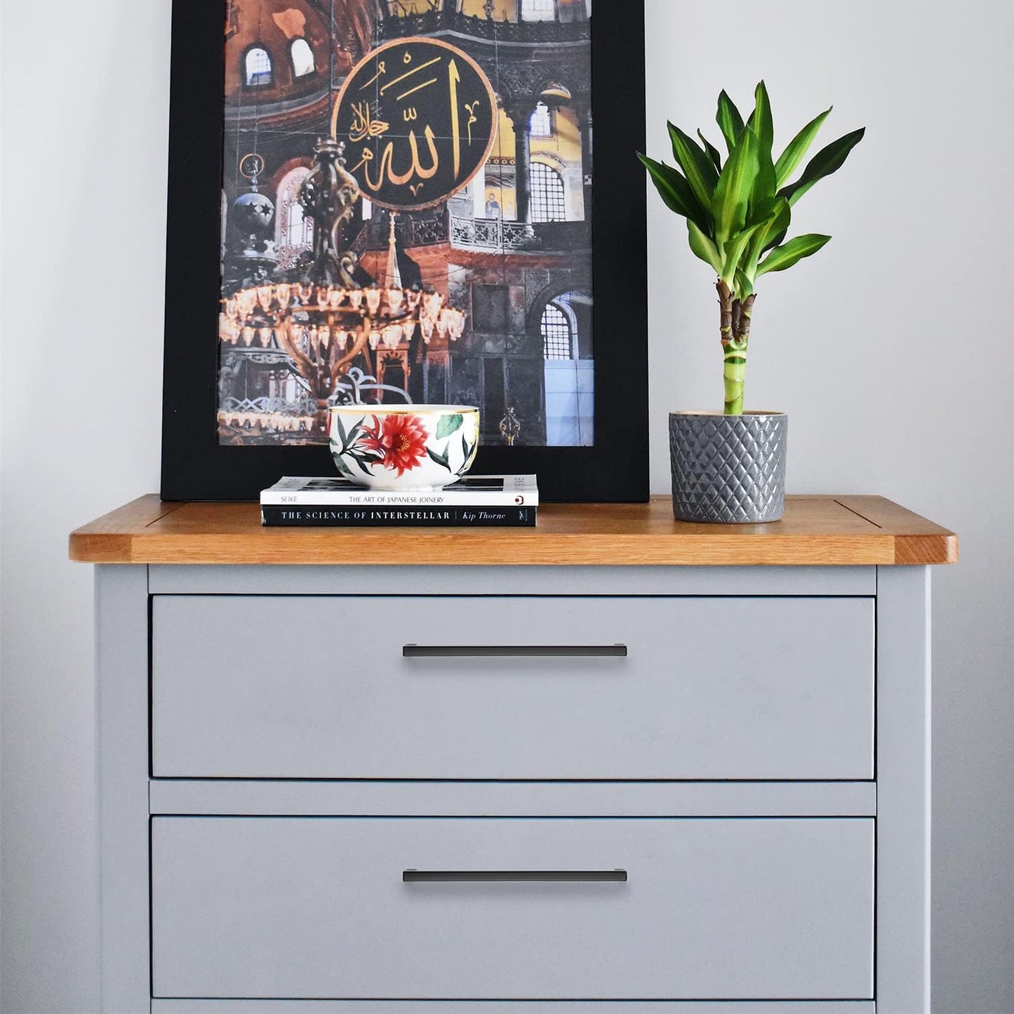 Ravinte 10 Pack Solid 7-1/2 Inch Center to Center Slim Square Bar Drawer Handles - Kitchen Cabinet Hardware Pulls - Matte Black