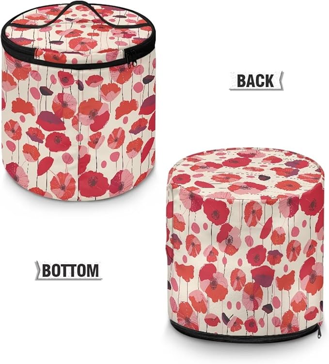 Red Flower Electric Pressure Cooker Insulation Bag Stain Resistant Reusable Electric Pressure Cooker Bag with Top Padding Handle