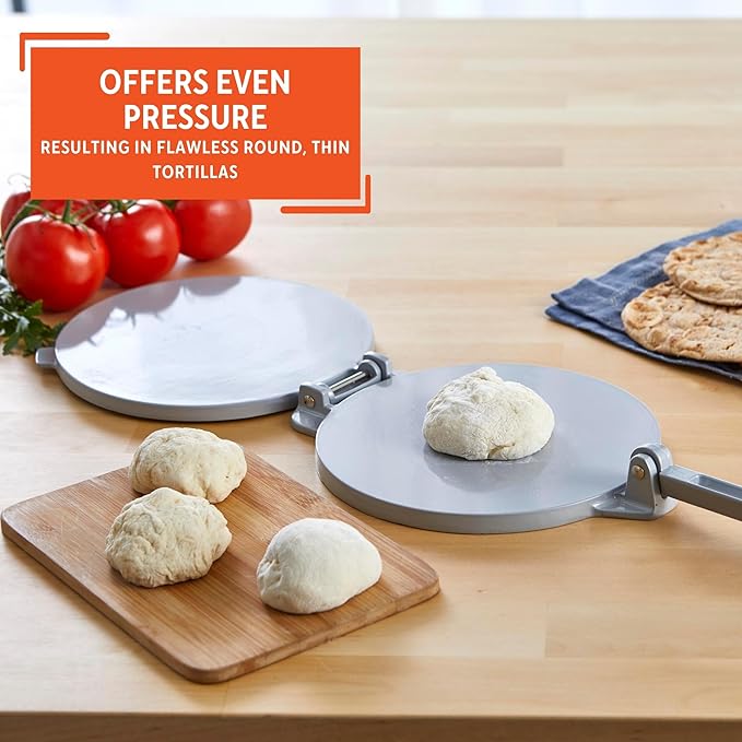 IMUSA USA MEXI-86005 6" Easy to Use Aluminum Tortilla Press, Silver,Gray