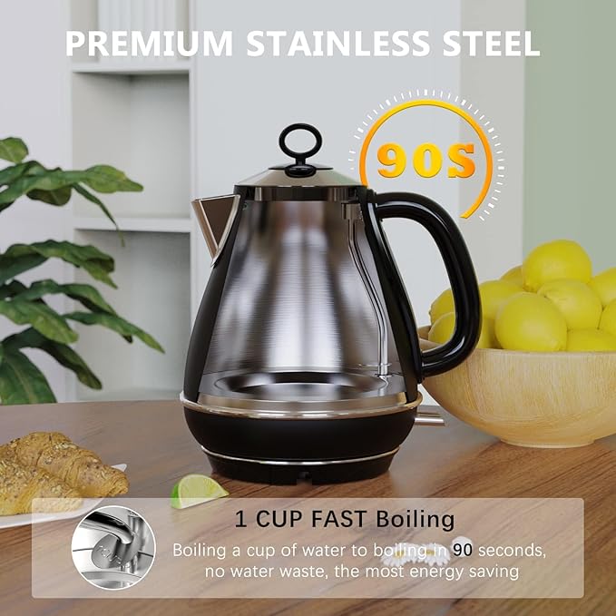 2 Tiers Electric Food Steamer with Evoloop 1.7L Electric Kettles
