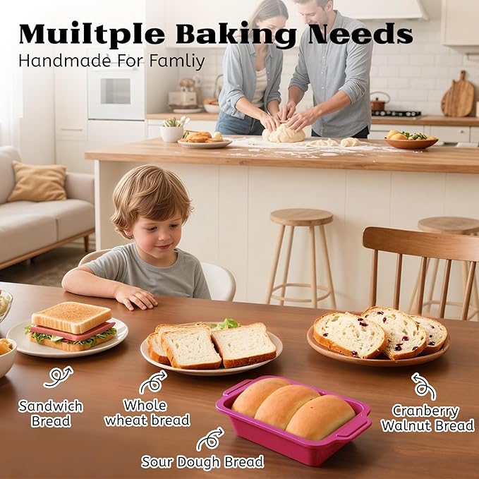Bread Pans for Homemade Bread：9.5 x 5 Inch Silicone Loaf Pan for Baking with Metal Frame - Nonstick Banana Loaf Tin Tray for Sandwich Sourdough Pumpkin Sour Dough - for Oven Kitchen Home Bakers