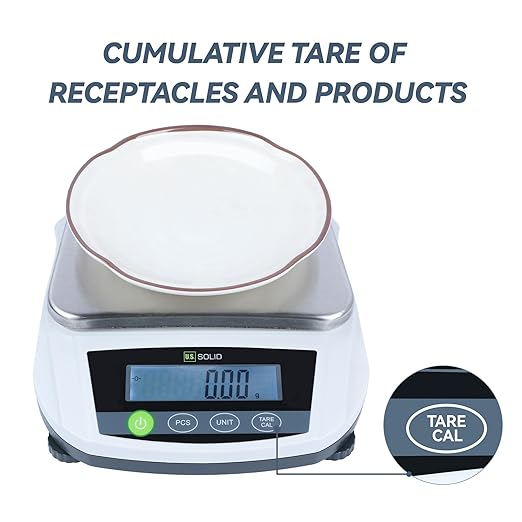 U.S. Solid Digital Lab Scale 5000g x 0.01g Precision Analytical Balance Kitchen Jewelry Scientific Weighing - LCD Display