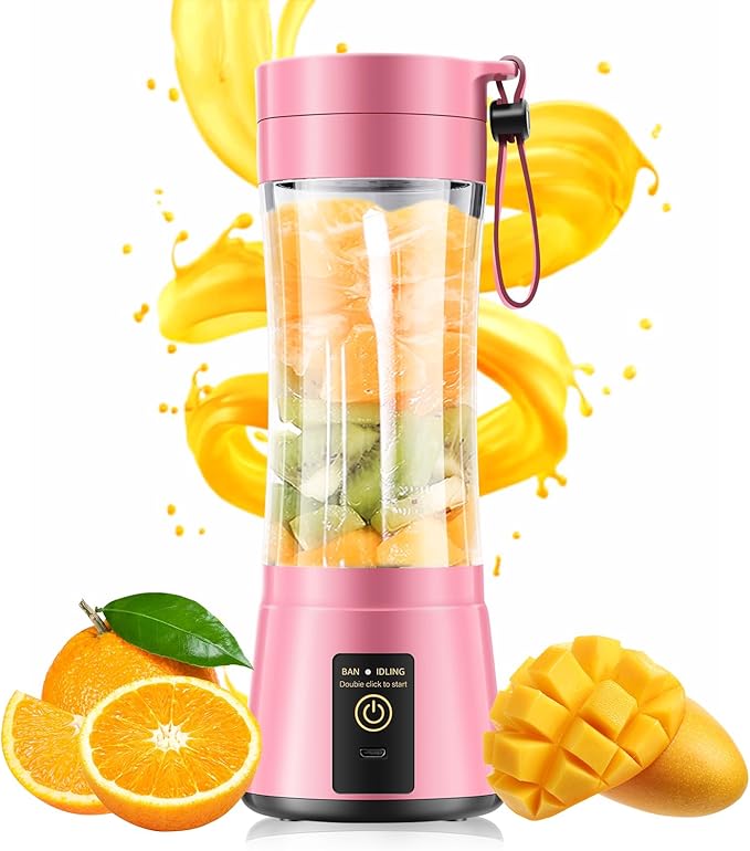 Portable Blender for Smoothies & Shakes - Cordless Personal Size Mini Blender with BAP Free Juice Cup, USB Rechargeable Suit for Sports/Picnic