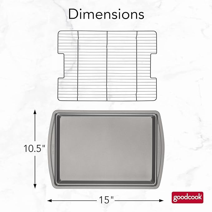 GoodCook 15” x 10.5” Nonstick Carbon Steel Baking Pan & Raised Wire Rack – Pizza Crisper,Crispy Bacon,Multipurpose Cooking Sheet Pan,Cooling Rack,Kitchen Cookware Set,Dishwasher Safe,(Pack of 12)