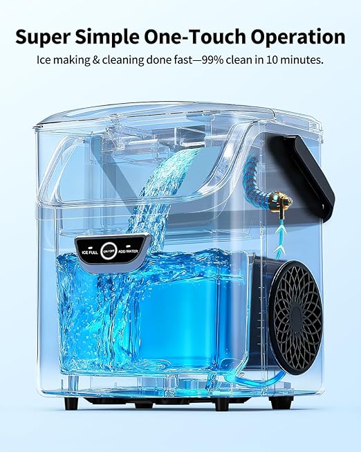 Nugget Ice Maker with Handle, 40lbs/Day Countertop Ice Maker Ready in 5 Mins, Soft Sonic Ice, Auto-Cleaning Ice Makers Portable Ice Machine for Home Kitchen Office Party & Large Families