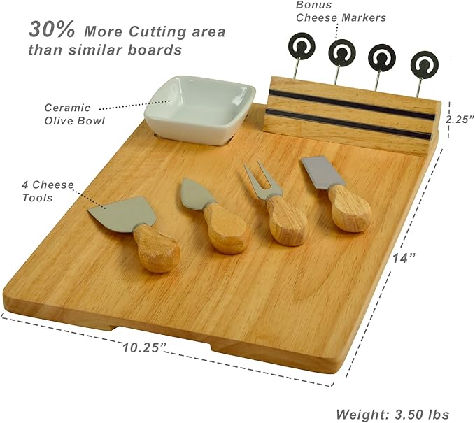 NCAA California Berkeley University Officially Licensed Golden Bears Bamboo Cheese/Charcuterie Board with Ceramic Bowl, Knife Set & cheese Markers