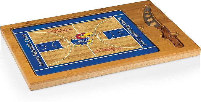 PICNIC TIME NCAA Icon Glass Top Cutting Board & Knife Set, Cheese Boards Charcuterie Boards, Serving Platter, (Parawood & Bamboo)