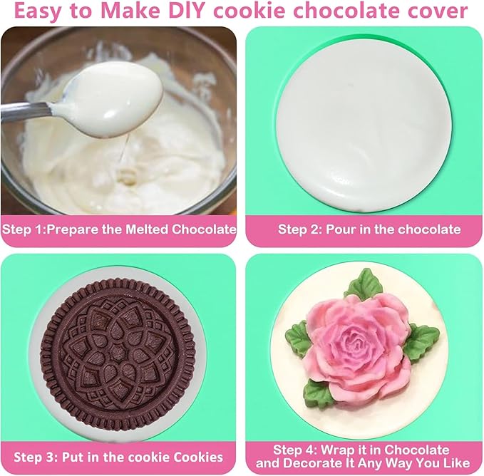 Siodisr 2Pcs Oreo Cookie Chocolate Silicone Mold, 6-Cavity Round Cylinder Oreo Chocolate Cover Molds for Candy, Silicone Baking Molds for Mini Cakes, Jelly