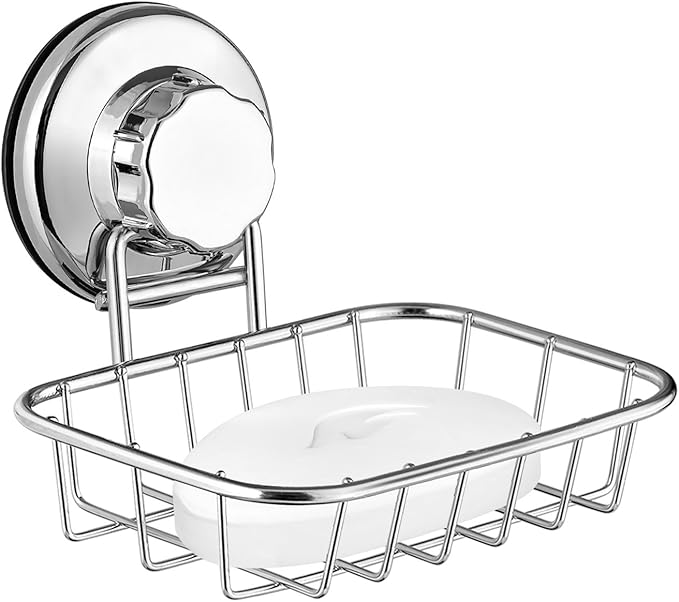 SANNO Suction cups Shower Caddy Soap Dish Double Bath Hook-Bath Organizer Kitchen Storage Basket for Shampoo, Conditioner, Soap- Anti Rust stainless steel (set of 3)