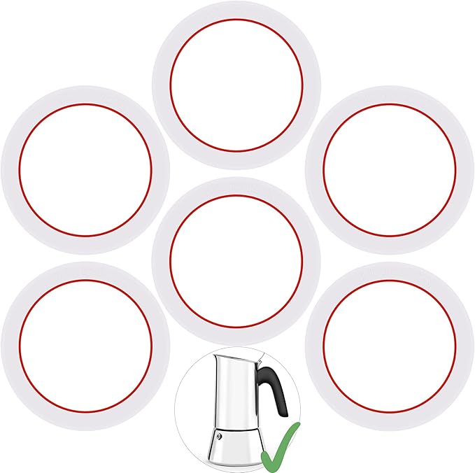 [UPGRADED] Sealing Gasket for Bialetti New Venus Induction 10 Cups (15.5Oz 460ML) Stovetop Espresso Maker-6 PCS Silicone Seal Ring for Venus Kitty Musa Class Stainless Steel Stovetop Coffee Maker Pot