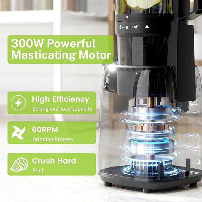 Juicer Machines, 5.4" Extra Large Feed Chute Cold Press Juicer, Juice Maker Extractor Machine with Touch Screen, Slow Masticating Juicer for Whole Vegetables & Fruits, High Juice Yield, Easy to Clean