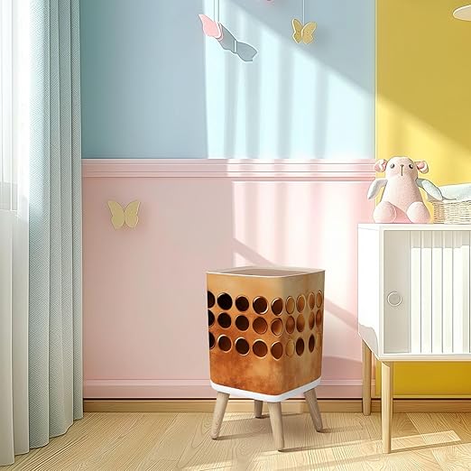 Small Trash Can with Lid Bronze Color Palette Gradient Bronze Color Wastebasket with Press Cover Dog Proof Garbage Can Waste Bin for Kitchen Bathroom Nursery 2.6 Gallon