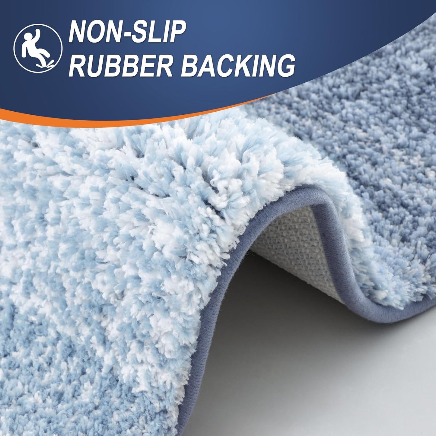 OLANLY Bathroom Runner Rugs 70x24, Extra Soft Absorbent Microfiber Bath Rugs, Rubber Backing, Quick Dry, Machine Washable Bath Mats for Bathroom Floor, Tub and Shower, Home Decor Accessories, Blue