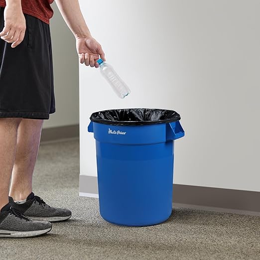 PLASTIC PRINCE 20 Gallon Round Trash Can Container Blue Plastic Commercial Garbage Bin for Home Garage Restaurants Warehouses